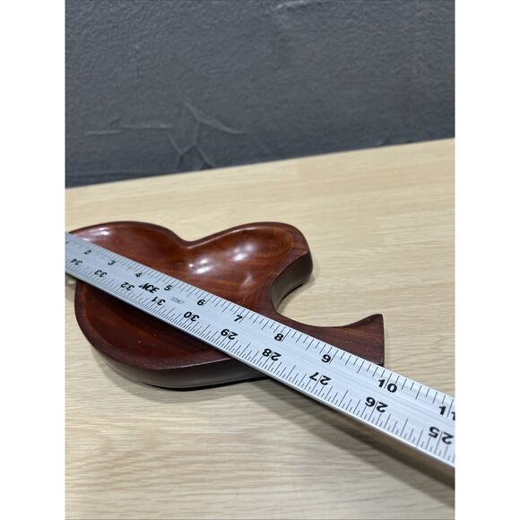 Hand-Carved Mahogany Wood Serving Tray w/ A Leaf or Organic Shape - Picture 3 of 6